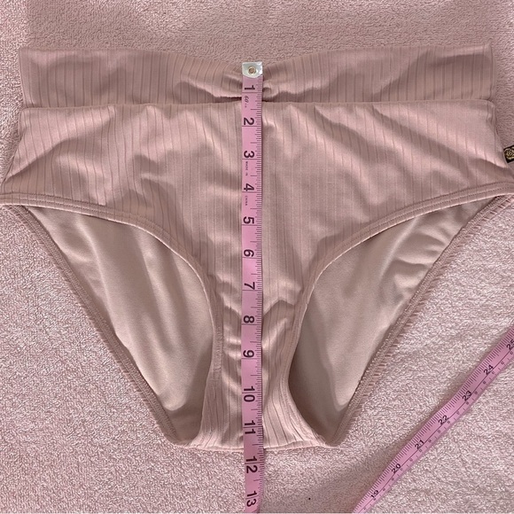5/$25 La Vie En Rose Aqua Dusty Pink Ribbed Bikini Bottoms M - Picture 9 of 11